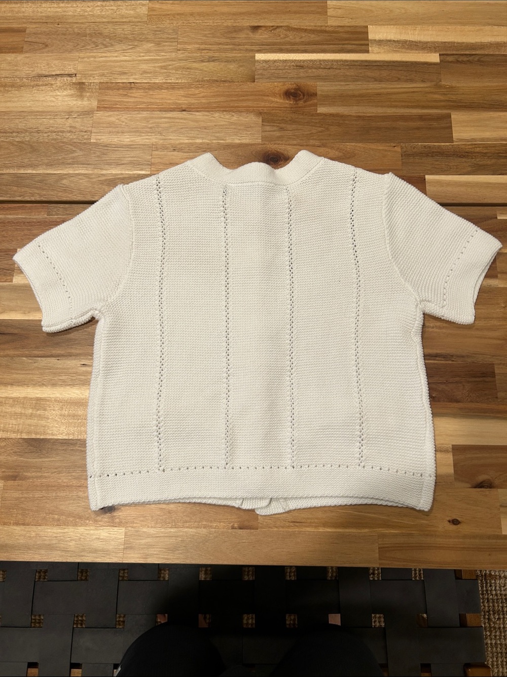 LOFT White Short-Sleeve Button Front Knit Cardigan - Picture 3 of 7